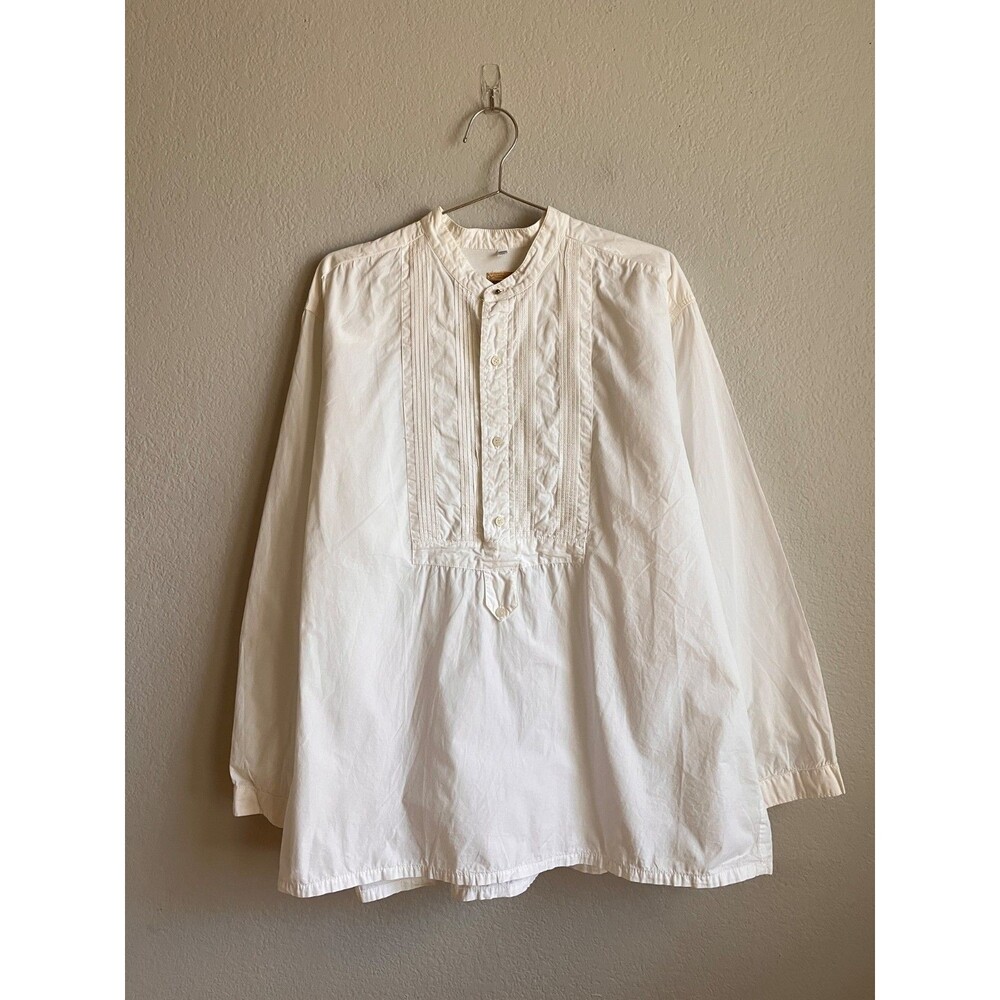 Wah Maker Frontier Clothing Men's 100% Cotton Bib Pintuck Shirt in White Size XL